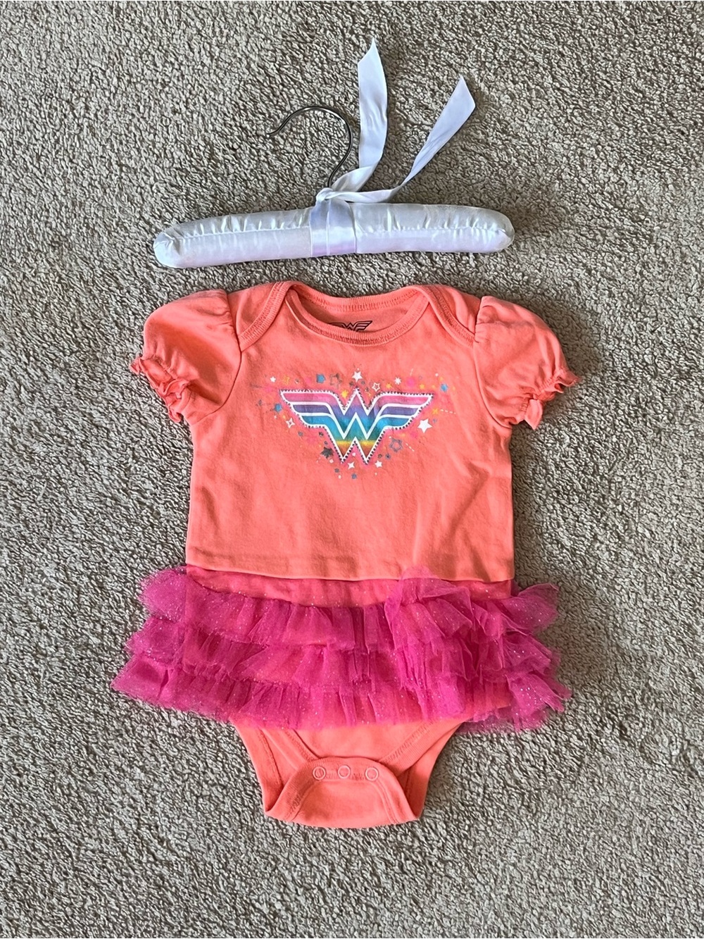Wonder Baby 3-6 Months Girl Coral Peach Hot Pink Tutu Bodysuit Kids Costume